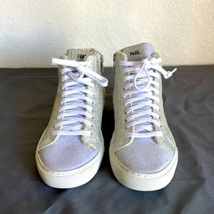 P448 Women’s  Silver Sparkle Glitter High Top Sneaker